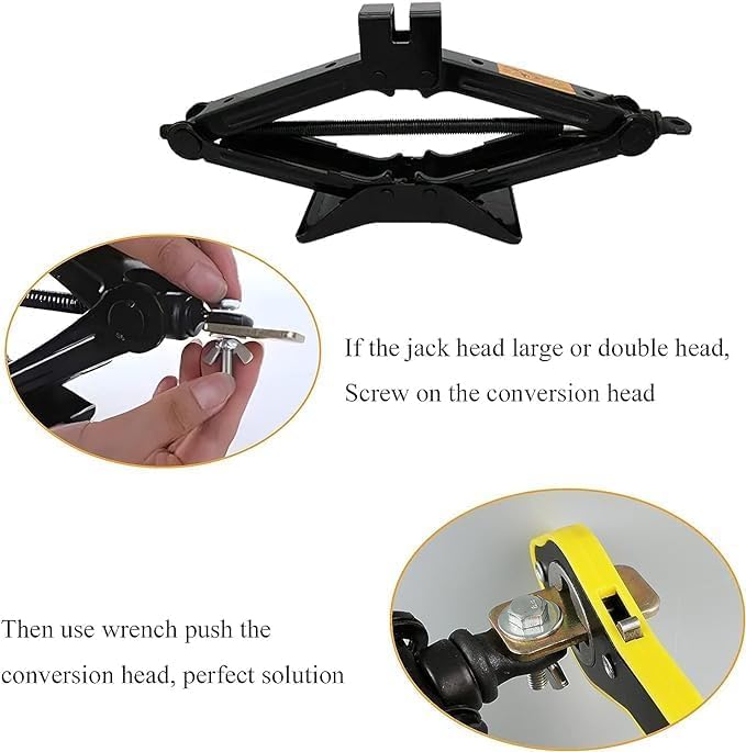 360° Rotating Car Jack Ratchet Wrench | Heavy-Duty Labor-Saving Scissor Jack Handle | Portable Jack Handle Tool for Car, SUV, Van | High-Torque Steel Construction | Easy Tire Replacement Tool for Travel & Emergency