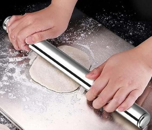 Stainless Steel Rolling Pin (Belan) – Non-Stick Roti Roller for Chapati, Paratha, Pastry & Dough – Durable Food-Safe Kitchen Tool (31.8 cm | Dia 25mm)