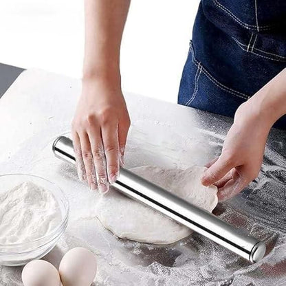 Stainless Steel Rolling Pin (Belan) – Non-Stick Roti Roller for Chapati, Paratha, Pastry & Dough – Durable Food-Safe Kitchen Tool (31.8 cm | Dia 25mm)
