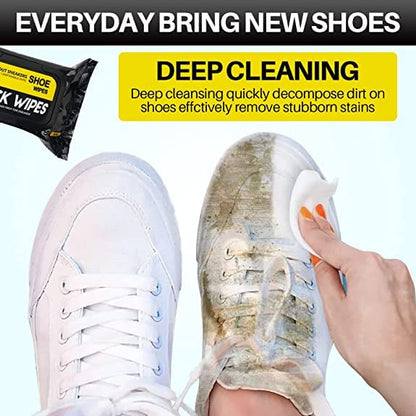 Shoe Cleaning Wipes | Portable Sneaker Cleaner Wipes | One-Step Waterless Shoe Cleaner for Leather, Canvas, Mesh & Suede | 80 Count Resealable Pack | Quick Stain & Dirt Remover