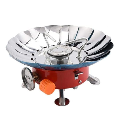 Portable Butane Gas Stove | Stainless Steel Windproof Camping Burner | Foldable Outdoor Gas Stove with Lotus Flame Design | High Heat Efficiency | Travel Cooking Furnace with Carry Pouch