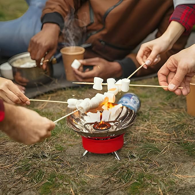 Portable Butane Gas Stove | Stainless Steel Windproof Camping Burner | Foldable Outdoor Gas Stove with Lotus Flame Design | High Heat Efficiency | Travel Cooking Furnace with Carry Pouch