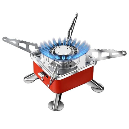 Portable Butane Gas Stove for Outdoor Cooking | Windproof Camping Stove | Stainless Steel Foldable Mini Gas Burner with Mesh Carry Bag | High Flame Control | Ideal for Picnic, Hiking, and Travel