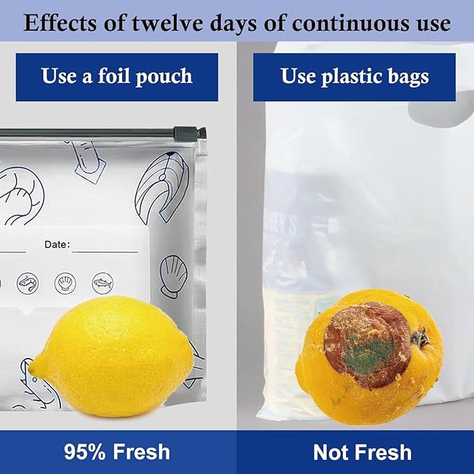 Reusable Aluminum Foil Food Storage Bag | Leakproof Zip Lock Fresh Keeping Bag for Kitchen | Reusable Freezer & Frozen Meat Storage Pouch | Aluminium Foil Sealable Bag for Snacks, Vegetables & Fruits 10Pcs