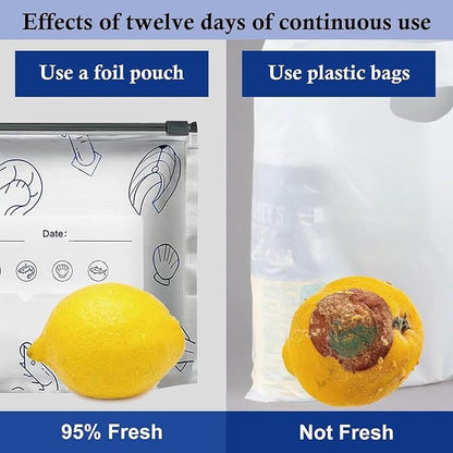 Reusable Aluminum Foil Food Storage Bag | Leakproof Zip Lock Fresh Keeping Bag for Kitchen | Reusable Freezer & Frozen Meat Storage Pouch | Aluminium Foil Sealable Bag for Snacks, Vegetables & Fruits 10Pcs